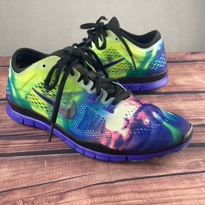 Nike Free 5.0 TR Fit 4 Womens Size 7 Lace Up Running Shoes Black And Violet